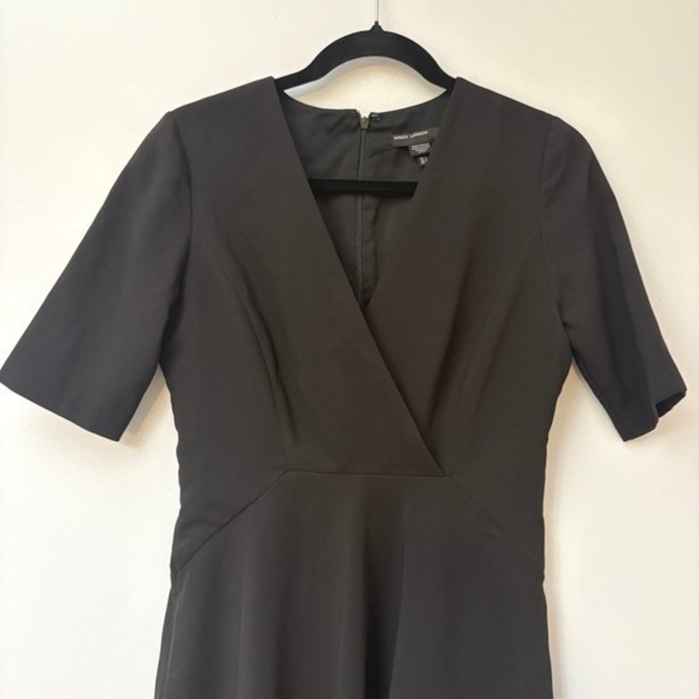 Maggy London V-Neck Ruffle Sheath Dress Women's Black - US 2 - Picture 3 of 8